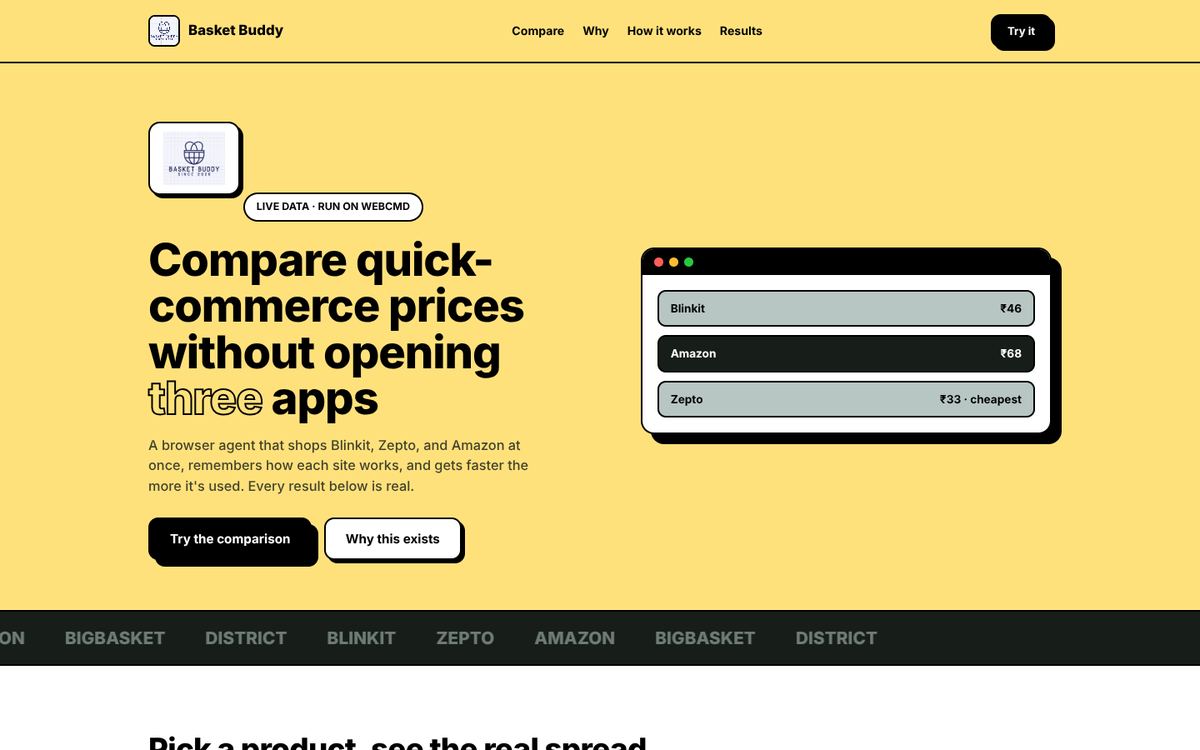 Basket Buddy app: compare quick-commerce prices without opening three apps